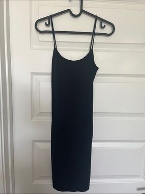 Uptown black spaghetti strap slip mini dress.   Size:  small